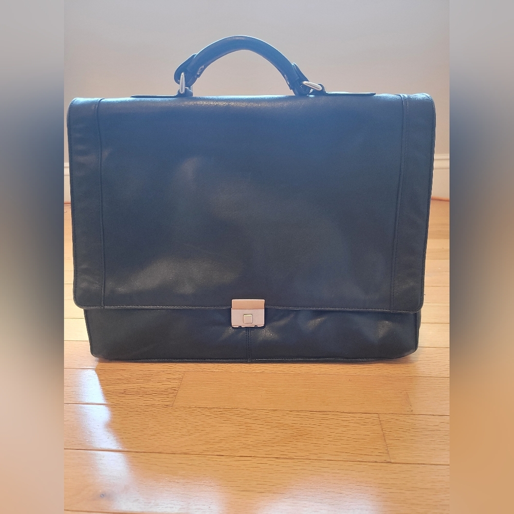Carlo Amboldi For Shafmaster Leather‎ Company Black Leather Briefcase.